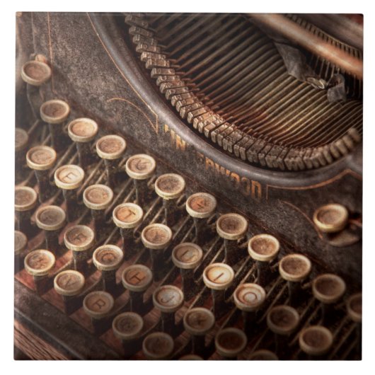 Steampunk - Typemachine - Te gekraakt aan type Tegeltje (Voorkant)
