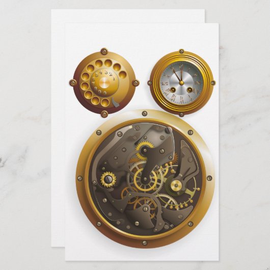 Steampunk Uhr Briefpapier (Voorkant / Achterkant)
