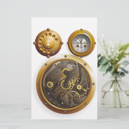 Steampunk Uhr Briefpapier (Staand voorkant)