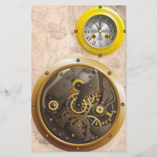 Steampunk Uhr Briefpapier (Voorkant)