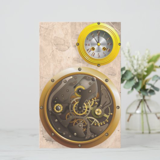 Steampunk Uhr Briefpapier (Staand voorkant)