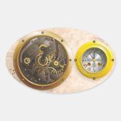 Steampunk Uhr Ovale Sticker (Voorkant)