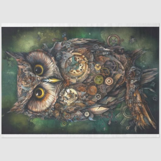 Steampunk Uil 1 Decoupage Papier (Voorkant)