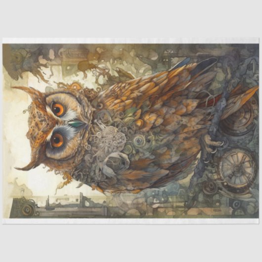 Steampunk Uil 2 Decoupage Papier (Voorkant)