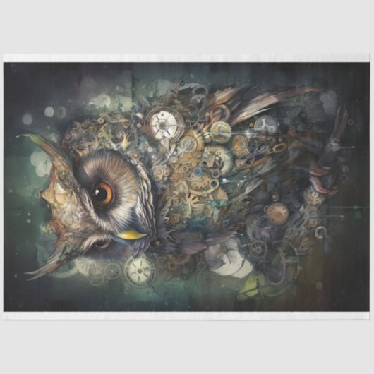 Steampunk Uil 3 Decoupage Papier (Voorkant)