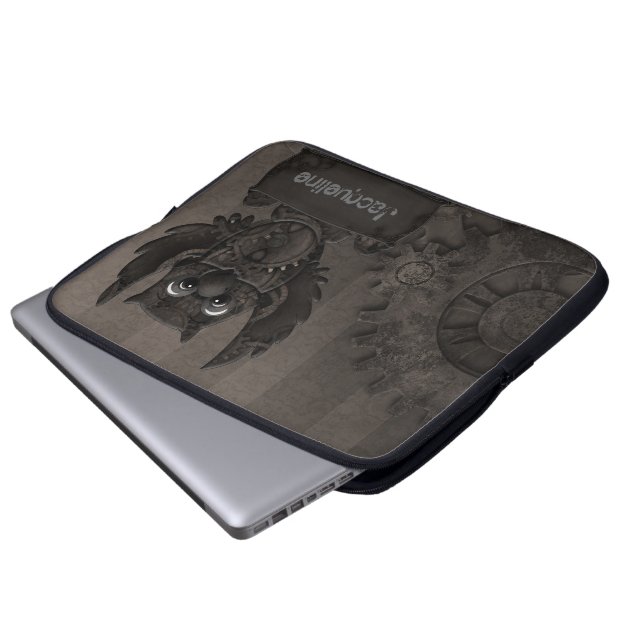 Steampunk Uil Laptop Sleeve (Voorkant onderkant)