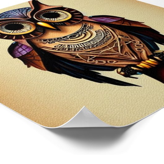 Steampunk uil poster (Hoek)