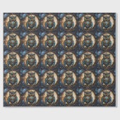 Steampunk Uil Tegen de Galactische Hemel Cadeaupapier (Vlak)