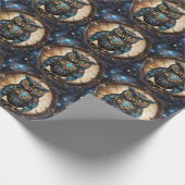Steampunk Uil Tegen de Galactische Hemel Cadeaupapier (Hoek)