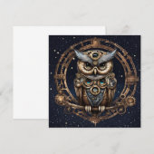 Steampunk Uil Tegen de Sterrenhemel Bedankkaart (Voorkant / Achterkant)