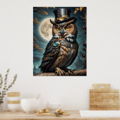 Steampunk Uil. wijsheid Poster (Keuken)