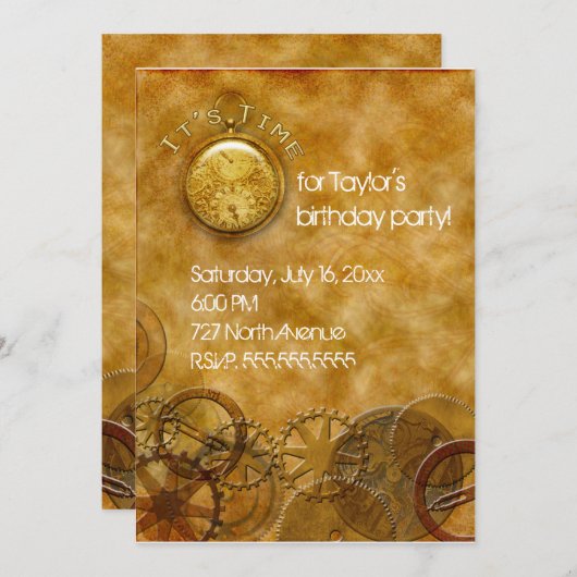 Steampunk-uitnodiging Kaart (Voorkant / Achterkant)