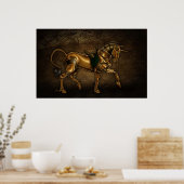 Steampunk Unicorn Damask Poster (Keuken)