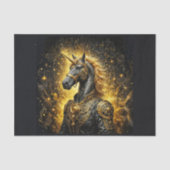 Steampunk Unicorn paard in goud Tissuepapier (Voorkant)