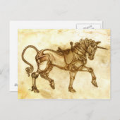 Steampunk Unicorn Sketch Post Card Briefkaart (Voorkant / Achterkant)
