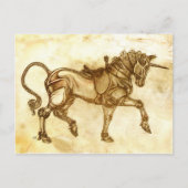 Steampunk Unicorn Sketch Post Card Briefkaart (Voorkant)