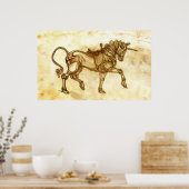 Steampunk Unicorn Sketch Poster (Keuken)