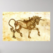 Steampunk Unicorn Sketch Poster (Voorkant)