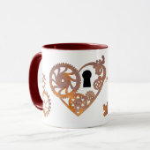 Steampunk Valentijn Rusty Gears Heart Key en Lock Mok (Voorkant links)