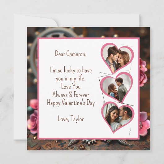 Steampunk Valentijnsdag | Bloem Foto Sjabloon (Achterkant)