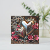 Steampunk-Valentijnsdag | Floral Photo Template Kaart (Staand voorkant)