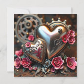Steampunk-Valentijnsdag | Floral Photo Template Kaart (Voorkant)