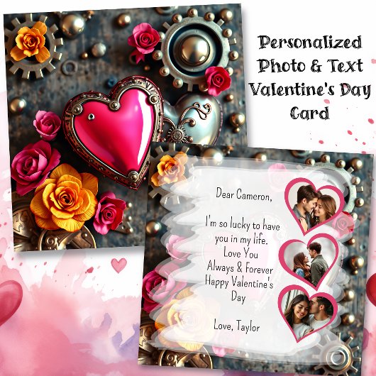 Steampunk Valentijnsdag | Unieke Fotosjabloon Kaart