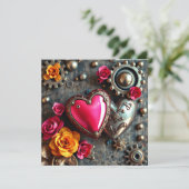 Steampunk Valentijnsdag | Unieke Fotosjabloon Kaart (Staand voorkant)