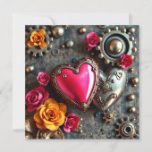 Steampunk Valentijnsdag | Unieke Fotosjabloon Kaart (Voorkant)