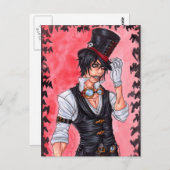 Steampunk Vampire Briefkaart (Voorkant / Achterkant)