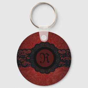 Steampunk Vampire Red Lace Gothic monogram Sleutelhanger