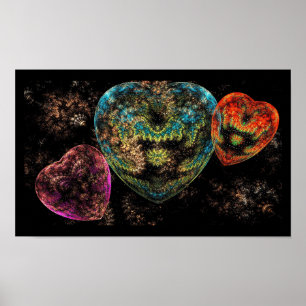 Steampunk Velvet Textured Hearts Poster