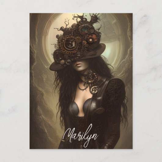 Steampunk Verberg je ogen originele kunstwerk Briefkaart (Voorkant)