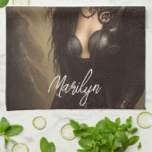 Steampunk Verberg je ogen originele kunstwerk Theedoek (Gevouwen)