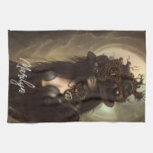 Steampunk Verberg je ogen originele kunstwerk Theedoek (Horizontaal)