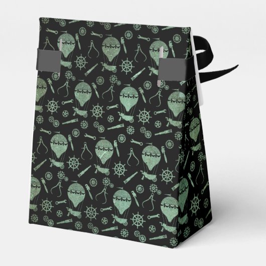 Steampunk Verdigris Balloons Monogram Bedankdoosjes (Achterkant)