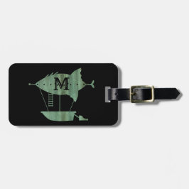 Steampunk Verdigris Bronze Airship Custom Monogram Bagagelabel