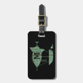 Steampunk Verdigris Bronze Airship Custom Monogram Bagagelabel (Voorkant verticaal)