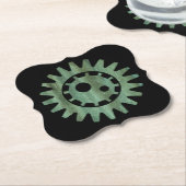 Steampunk Verdigris Bronze Gear I Kartonnen Onderzetters (Gekanteld)