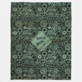 Steampunk Verdigris Bronze Gears Aangepast monogra Fleece Deken (Voorkant)