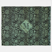 Steampunk Verdigris Bronze Gears Aangepast monogra Fleece Deken (Voorkant (Horizontaal))