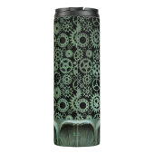 Steampunk Verdigris Bronze Gears Aangepast monogra Thermosbeker (Achterkant)