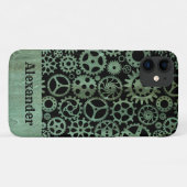 Steampunk Verdigris Bronze Gears Aangepaste naam Case-Mate iPhone Case (Achterkant (horizontaal))