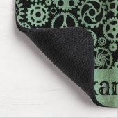 Steampunk Verdigris Bronze Gears Aangepaste naam Muismat (Hoek)