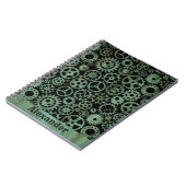 Steampunk Verdigris Bronze Gears Aangepaste naam Notitieboek (Linkerzijde)