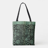 Steampunk Verdigris Bronze Gears Aangepaste naam Tote Bag (Achterkant)