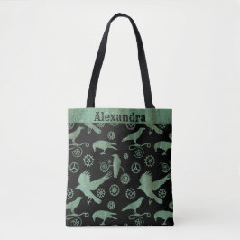 Steampunk Verdigris Bronze Gears en Crows Custom Tote Bag