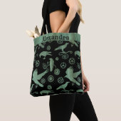Steampunk Verdigris Bronze Gears en Crows Custom Tote Bag (Dichtbij)