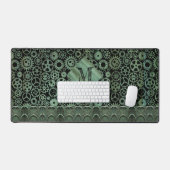 Steampunk Verdigris Bronze Gears Monogram Bureaumat (Keyboard & Muis)
