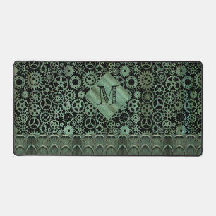 Steampunk Verdigris Bronze Gears Monogram Bureaumat